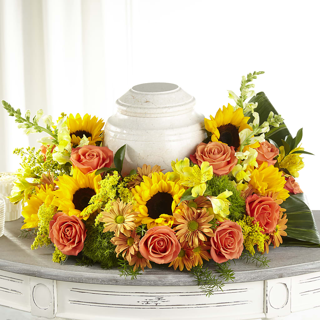 Faithful Sunflower Cremation Adornment – CHESAPEAKE FLORAL & GIFTS, Chesapeake VA