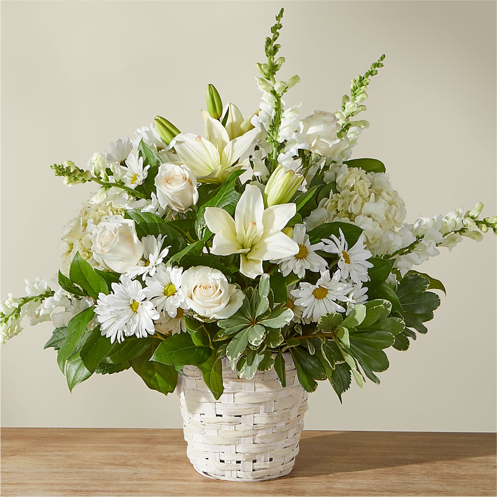 Ivory Elegance Floral Basket – CHESAPEAKE FLORAL & GIFTS, Chesapeake VA