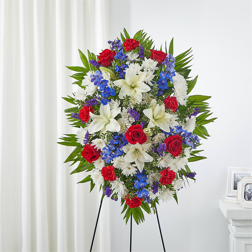 Cherished Service Standing Spray – CHESAPEAKE FLORAL & GIFTS, Chesapeake VA