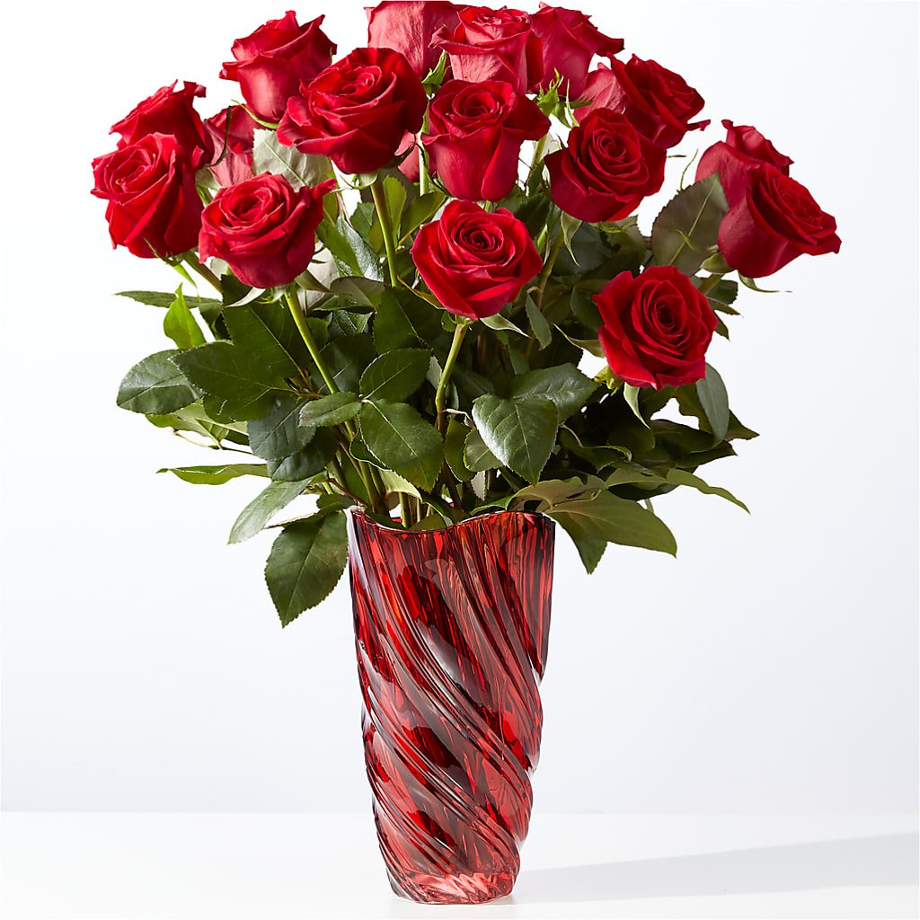 Classic Love Red Rose Bouquet with Luxe Swirl Vase – CHESAPEAKE FLORAL & GIFTS, Chesapeake VA