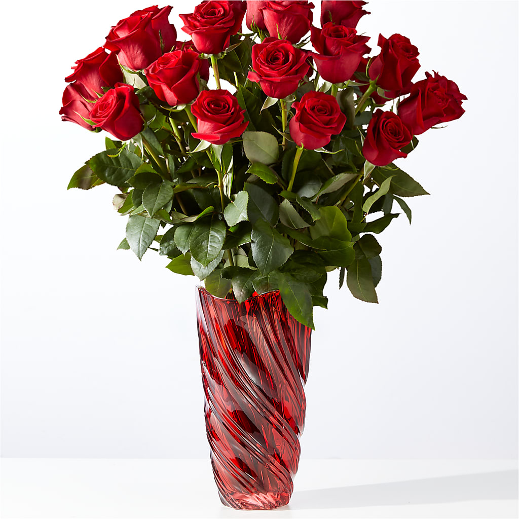 Classic Love Red Rose Bouquet with Luxe Swirl Vase – CHESAPEAKE FLORAL & GIFTS, Chesapeake VA