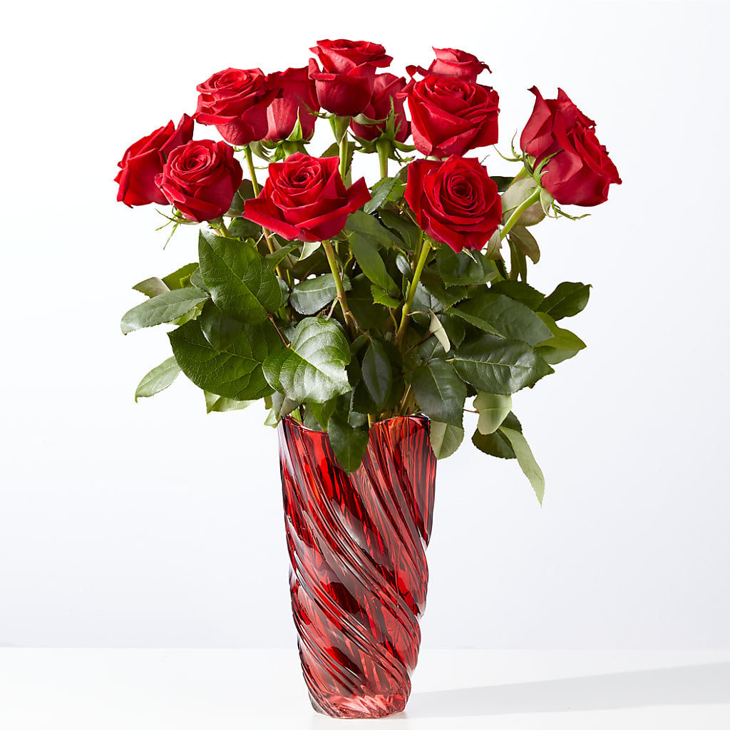 Classic Love Red Rose Bouquet with Luxe Swirl Vase – CHESAPEAKE FLORAL & GIFTS, Chesapeake VA