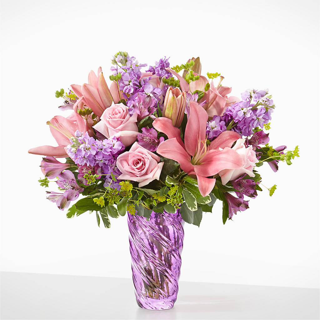 Precious Petals Bouquet with Luxe Swirl Vase – CHESAPEAKE FLORAL & GIFTS, Chesapeake VA