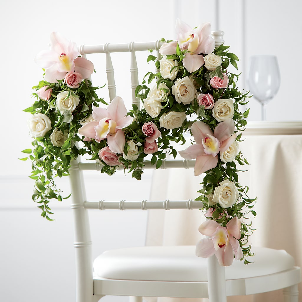 Orchid Rose Chair Décor – CHESAPEAKE FLORAL & GIFTS, Chesapeake VA