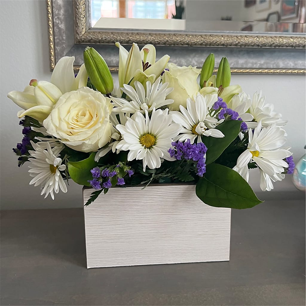 Beyond Blue Box Bouquet – CHESAPEAKE FLORAL & GIFTS, Chesapeake VA