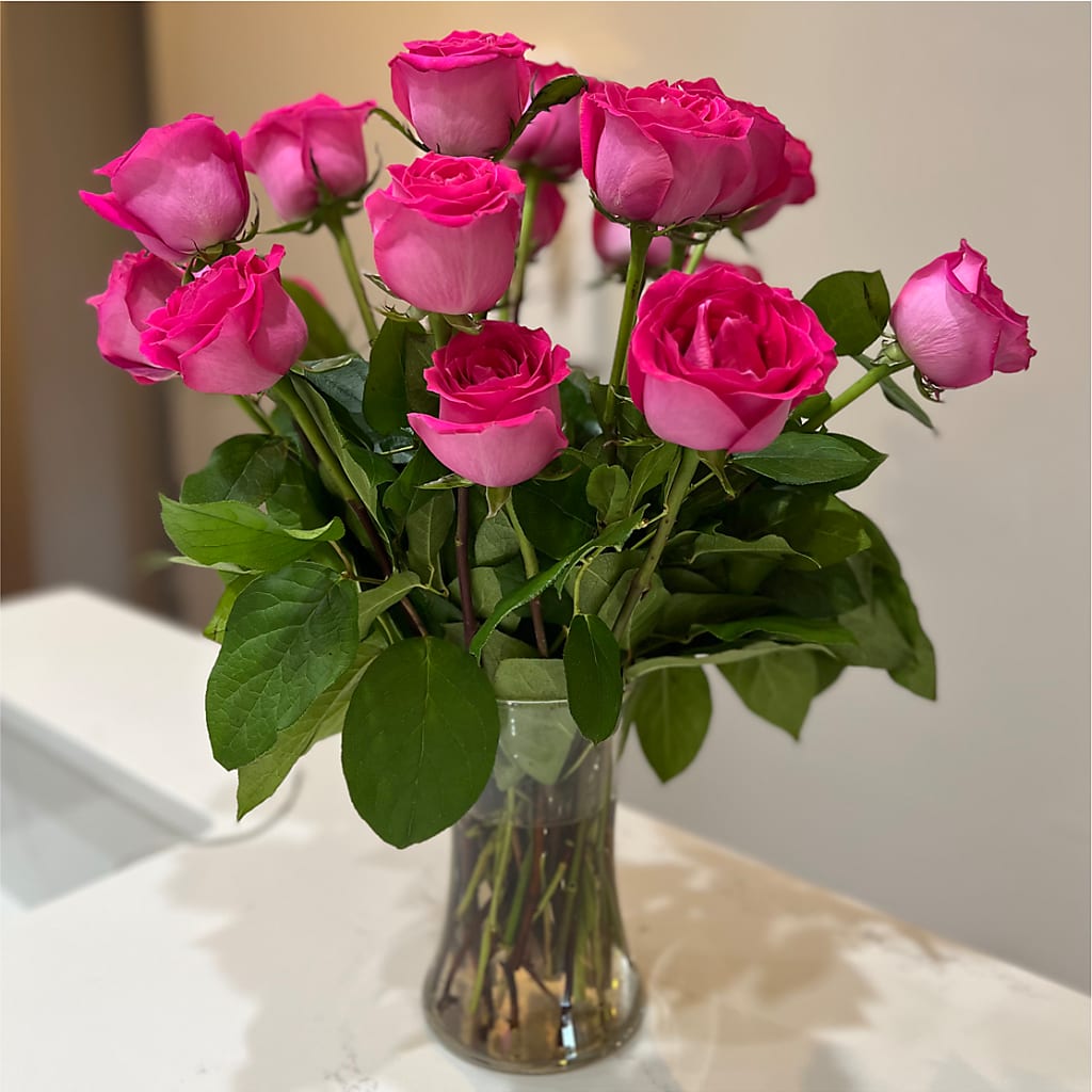 Long Stem Pink Rose Bouquet – CHESAPEAKE FLORAL & GIFTS, Chesapeake VA