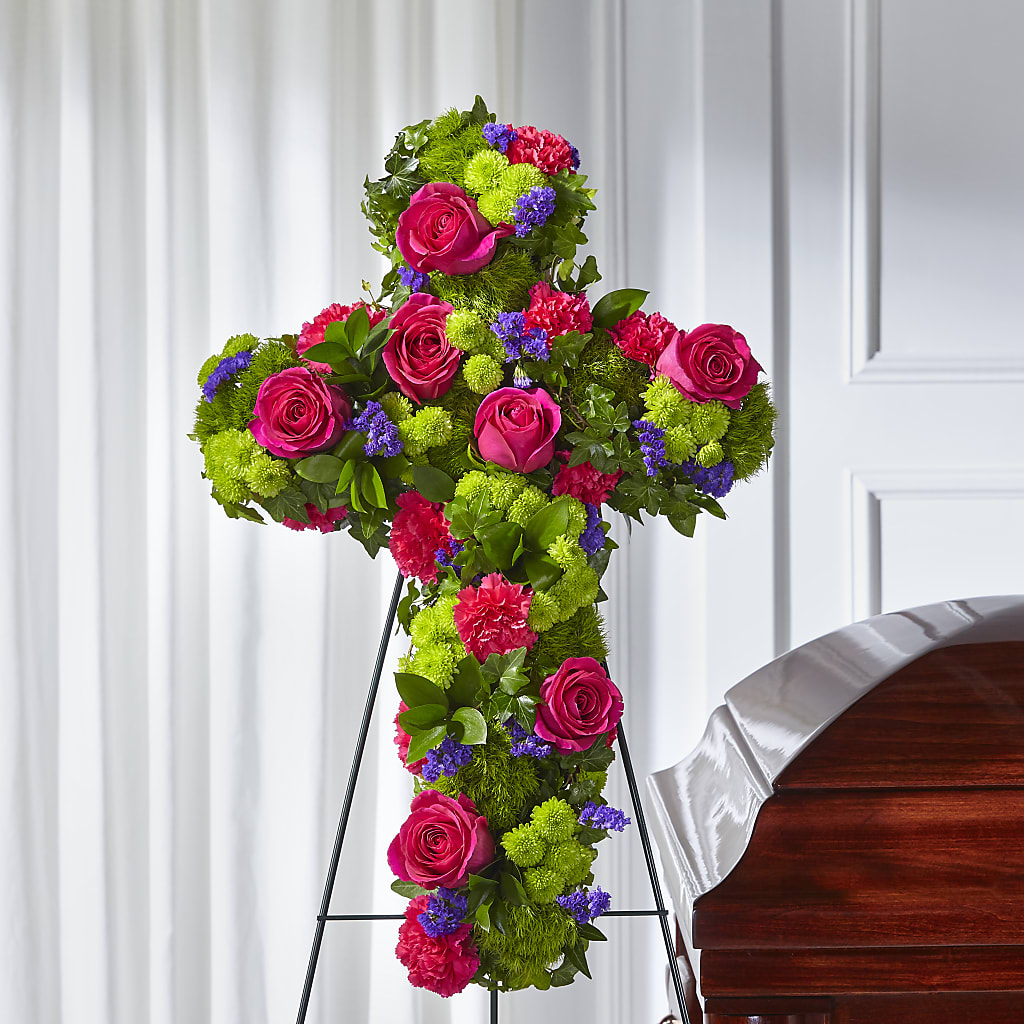 Tribute Rose Floral Cross – CHESAPEAKE FLORAL & GIFTS, Chesapeake VA