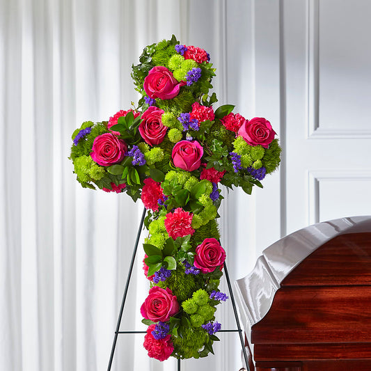 Tribute Rose Floral Cross – CHESAPEAKE FLORAL & GIFTS, Chesapeake VA