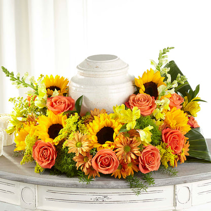 Faithful Sunflower Cremation Adornment – CHESAPEAKE FLORAL & GIFTS, Chesapeake VA