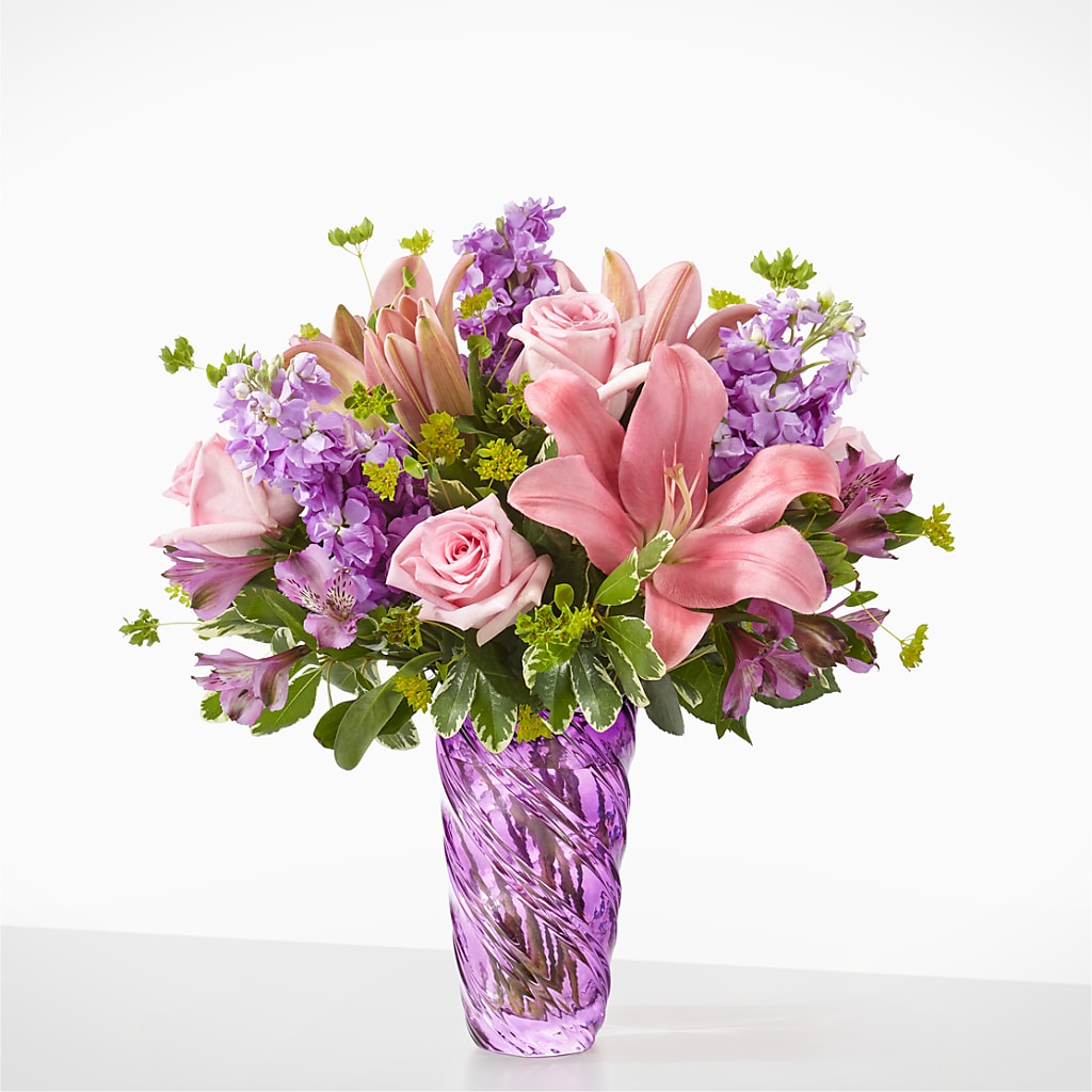 Precious Petals Bouquet with Luxe Swirl Vase – CHESAPEAKE FLORAL & GIFTS, Chesapeake VA